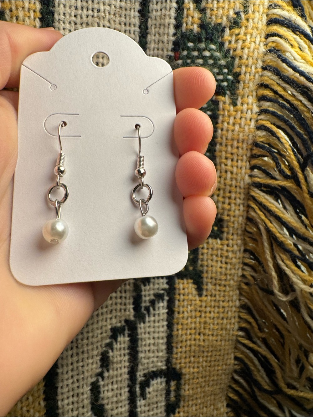Silver-Tone Pearl Dangle Earrings - Elegant White Pearl Drops